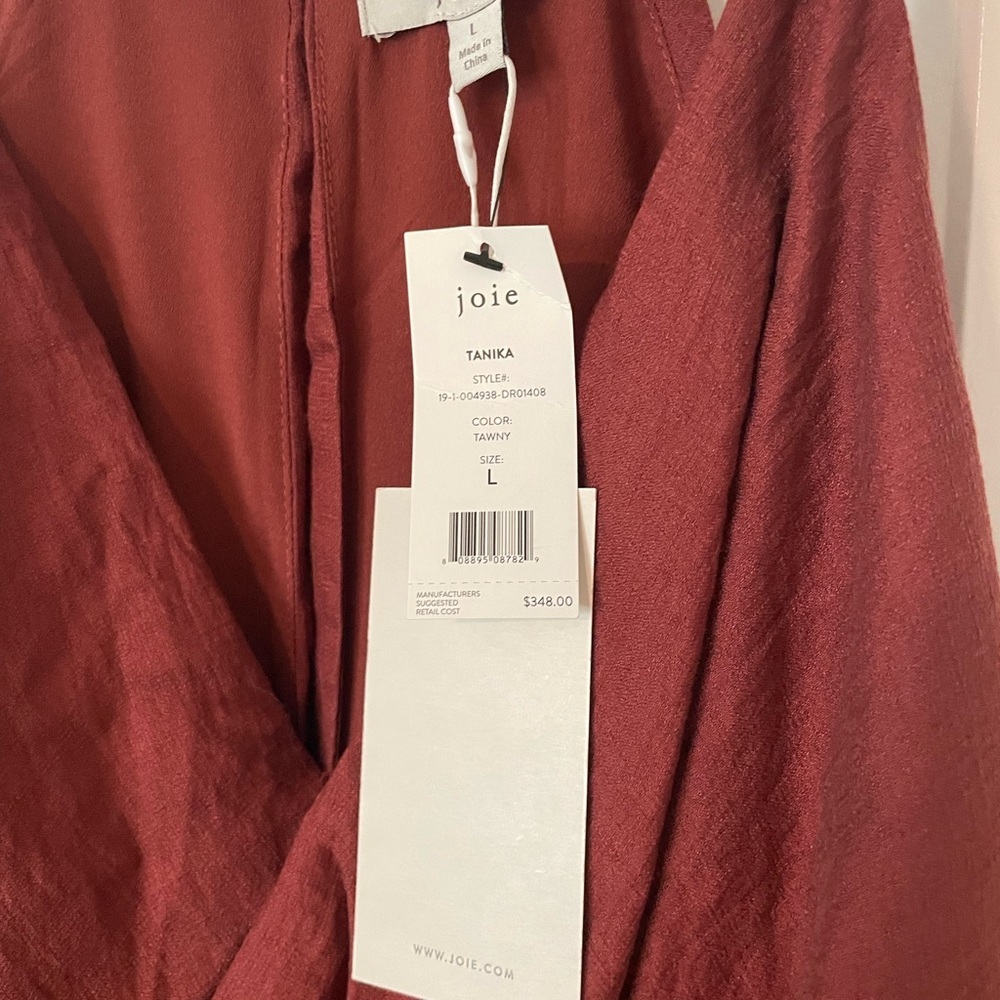 Joie Women's Red Sleeveless V Neck Tanika Tulip Front Midi Dress Size L‎ NWT - Picture 3 of 9